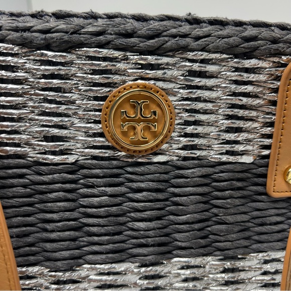 Tory Burch Stripe Straw Basket Tote - Picture 4 of 14